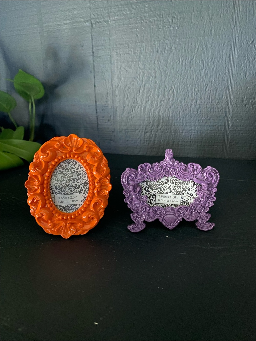 Ornate Mini Picture Frame Set in Orange and Purple - Unbranded